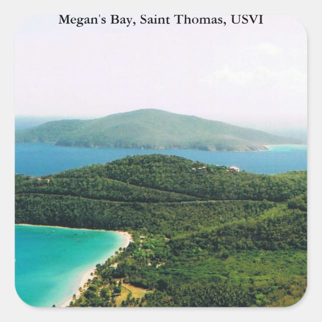 Square Sticker with Saint Thomas Island Scene (Front)