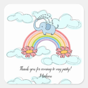 Square Stickers Blue Elephant