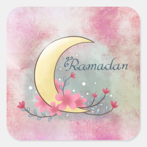 Square Stickers ramadan flower moon