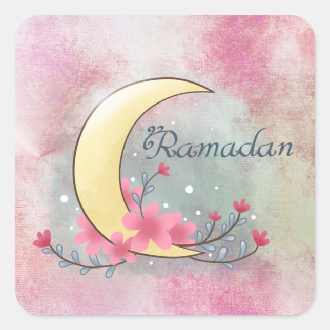 Square Stickers ramadan flower moon (Front)