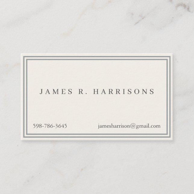 Square Stripes Dots Classic Retro Clean Gray Business Card (Front)