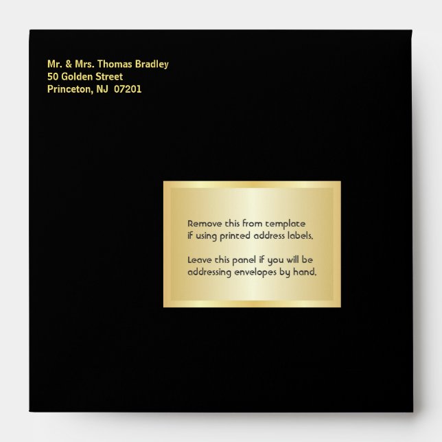 Square Surprise Party Invitation Envelopes - Black (Front)