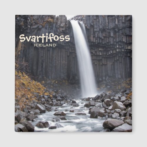 Square Svartifoss waterfall in Iceland text magnet