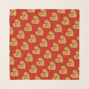 Square sweet XmaS Gingerbread Cutest Heart Pattern Scarf