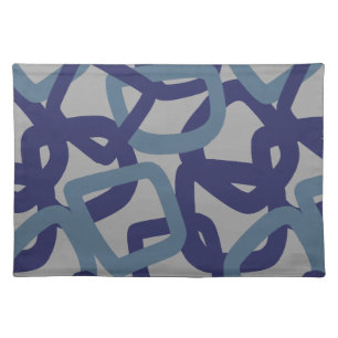 Square Tangle Deep Navy Steel Blue Cloth Placemat