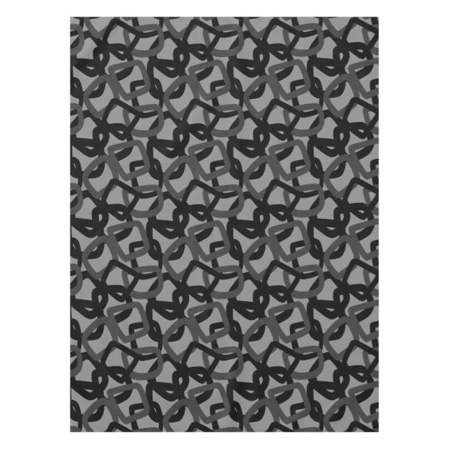 Square Tangle Jet Black Charcoal Gray Tablecloth (Front)