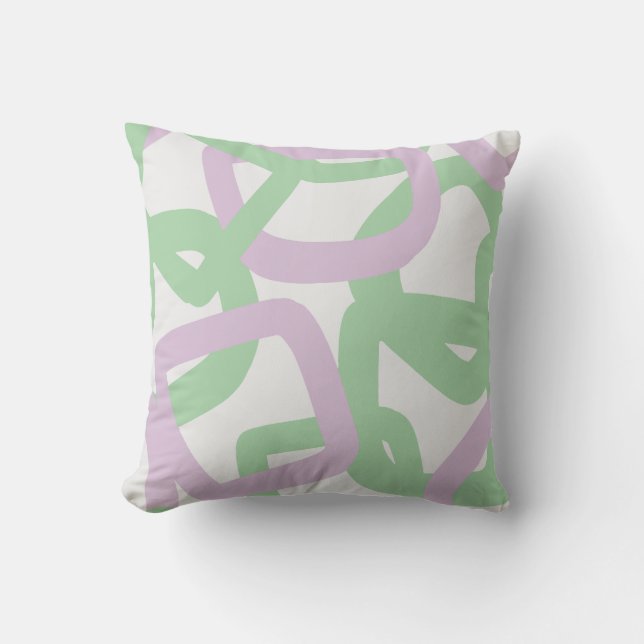 Square Tangle Mint Green & Lavender Throw Pillow (Front)