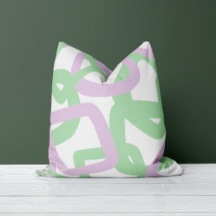 Square Tangle Mint Green & Lavender Throw Pillow