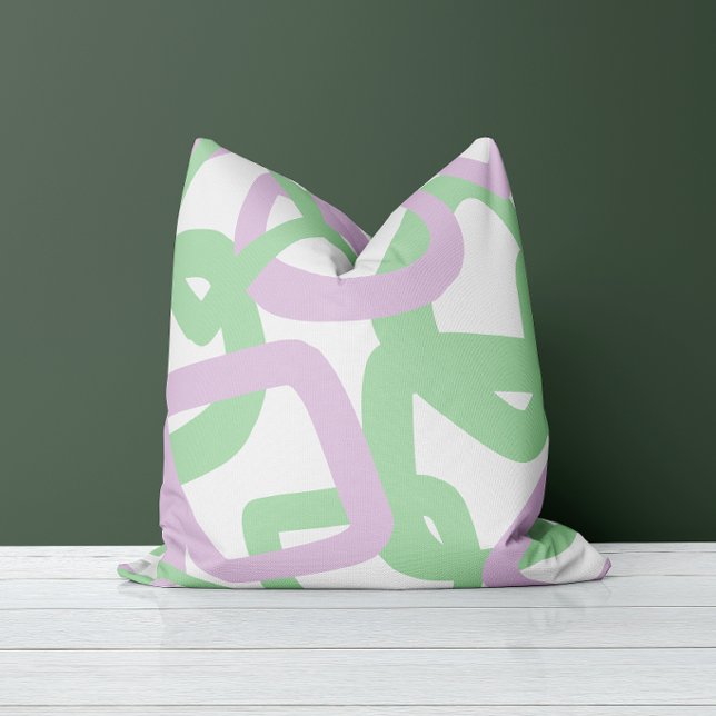 Square Tangle Mint Green & Lavender Throw Pillow (Creator Uploaded)