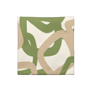 Square Tangle Olive Green Warm Taupe Cloth Napkin