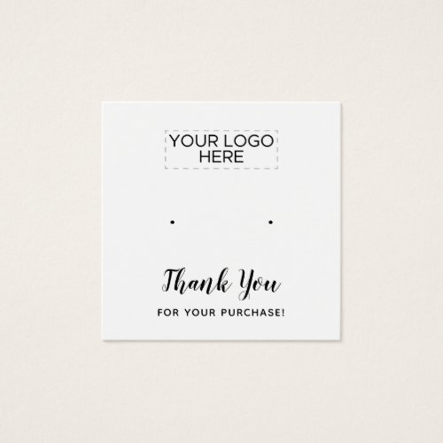 Square Thank You White Simple Earring Display Card