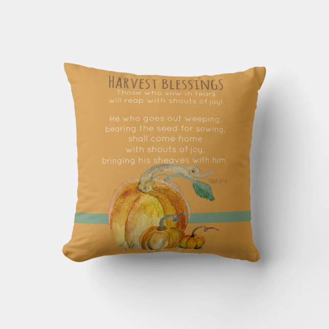 Square Throw Pillow: Harvest Blessings Throw Pillow (Front)