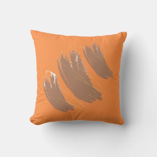 Square throwGolden Fairy Dust Smear  Orange Pillow