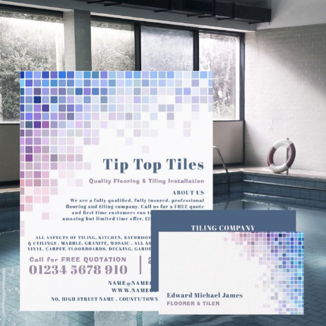 Square Tiles, Floorer, Tile Installer Business Card (Creator Uploaded)