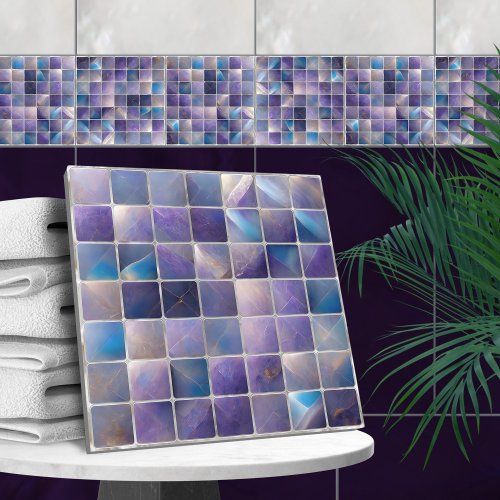 Square tiles Mosaic Fluorite and pearl