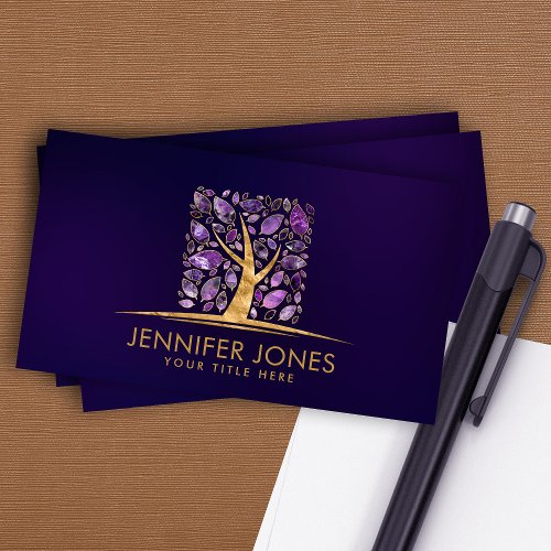  Square Tree of life _ Amethyst and Fluorite Business Card