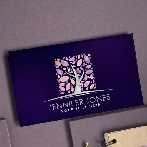  Square Tree of life _ Charoite and Fluorite  Business Card