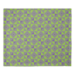 Square Triangle Geometric Green Purple Pattern Duvet Cover