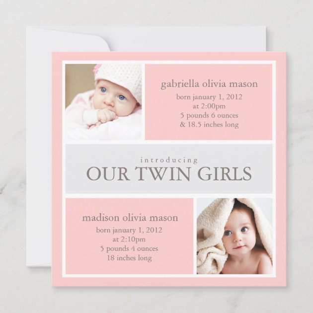 twin birth announcement cards