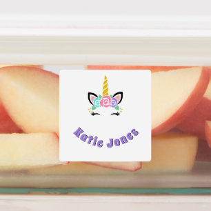 Square Unicorn Waterproof Name Labels