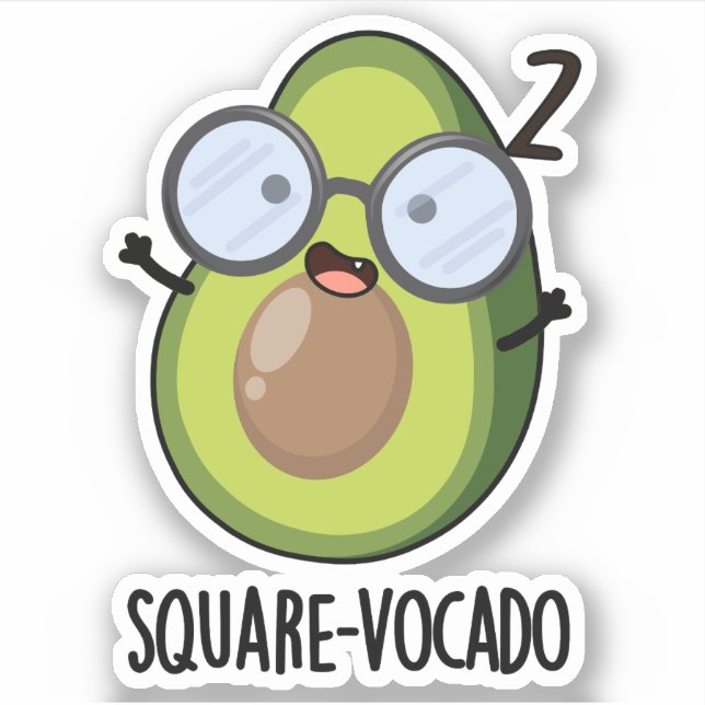 Square-vocado Funny Avocado Pun  Sticker (Front)