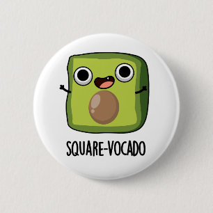 Square-vocado Funny Cube Avocado Pun Button