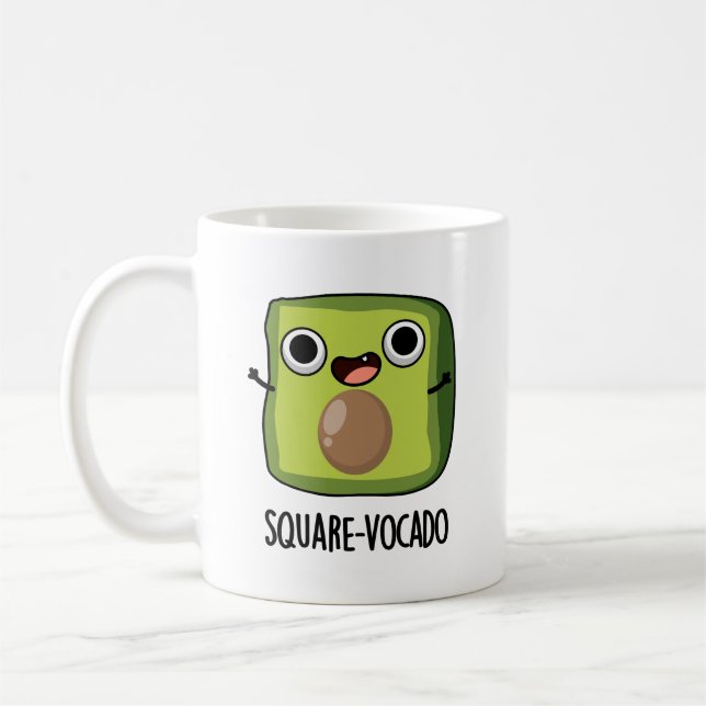 Square-vocado Funny Cube Avocado Pun Coffee Mug (Left)