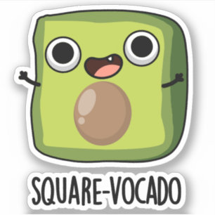Square-vocado Funny Cube Avocado Pun Sticker