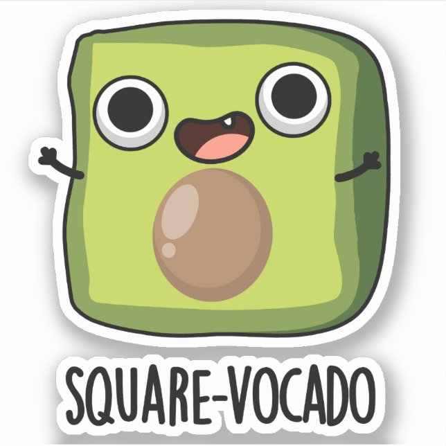 Square-vocado Funny Cube Avocado Pun Sticker (Front)