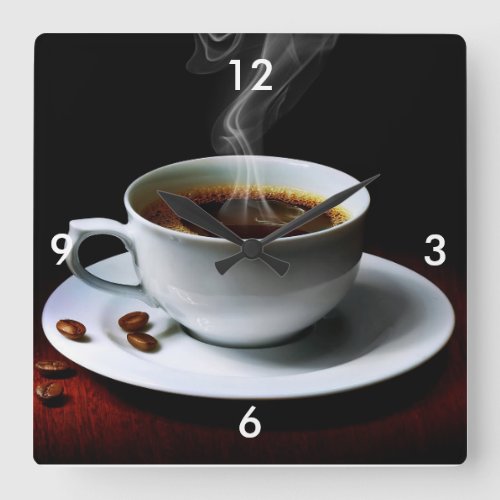 Square Wall ClockCoffee and Coffee Beans Square Wall Clock