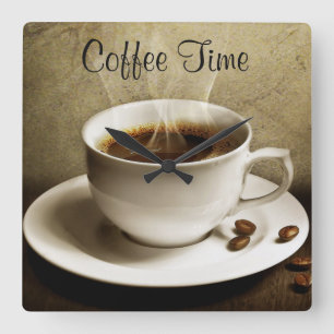 Square Wall Clock/Coffee Time Clock