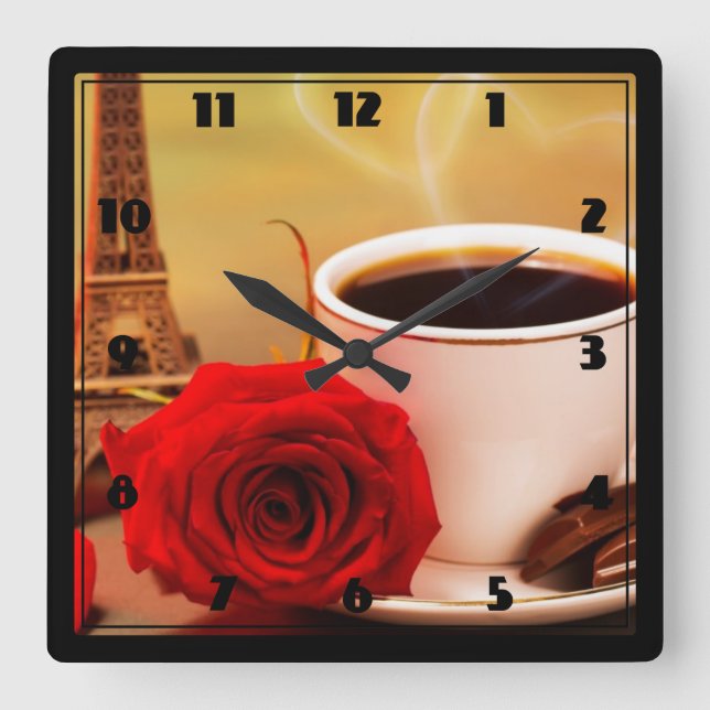 Square Wall Clock/Coffee Time in Paris Clock