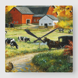 Square Wall Clock/Farmland Clock