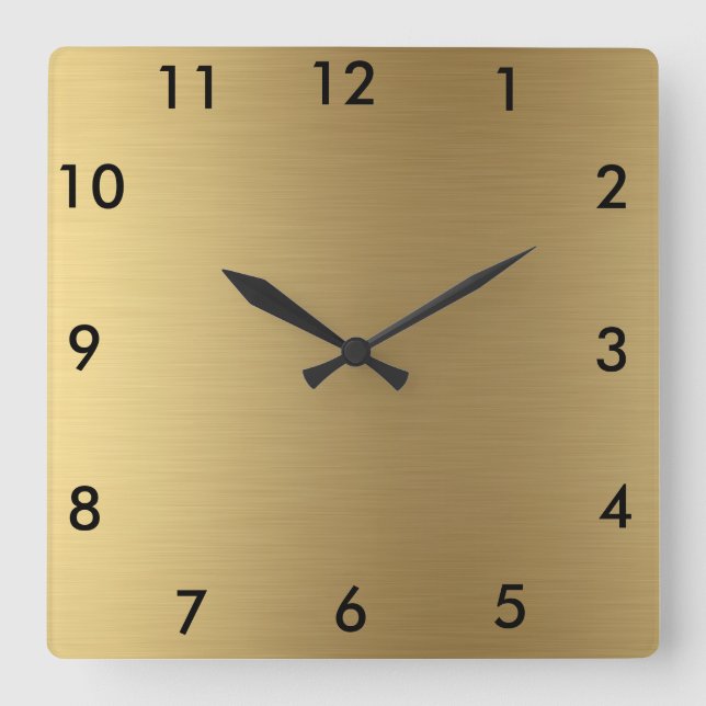 Square Wall Clock Gold Color (Front)