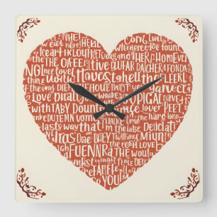 Square wall clock LOVE