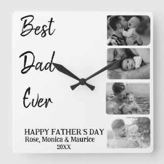 Square wall clock, personalized, father's day. square wall clock
