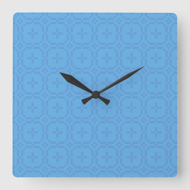 Square Wall Clock: Welsh Tapestry Pattern: Blue Clock (Front)