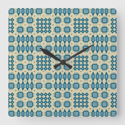Square Wall Clock Welsh Tapestry Pattern Navy Square Wall Clock