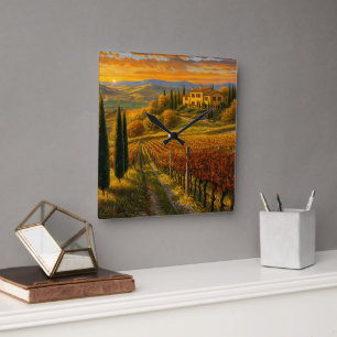 Square Wall Clock with Italian Charm