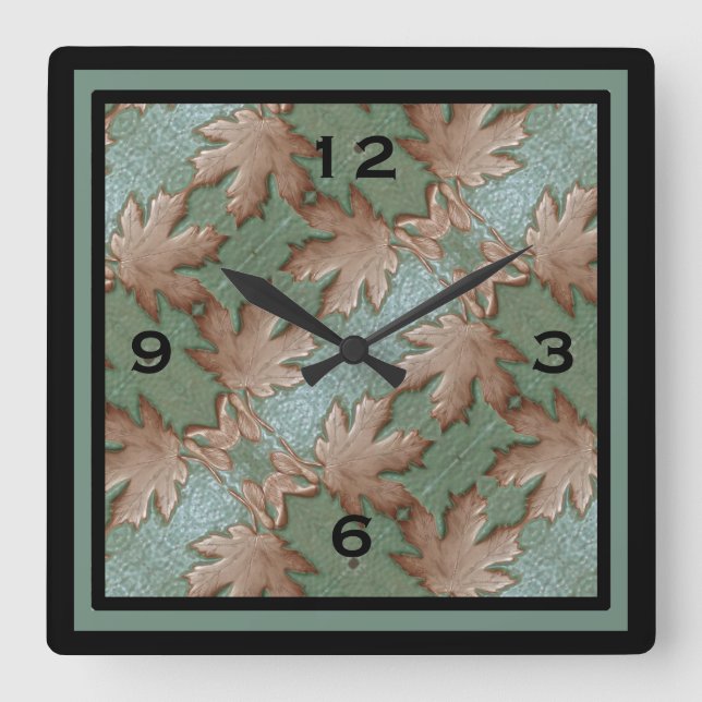 Square wall clock with Maple Leaves (Front)