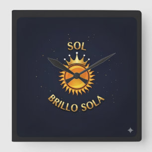 Square Wall Clock with Sol Brillo Sola Logo