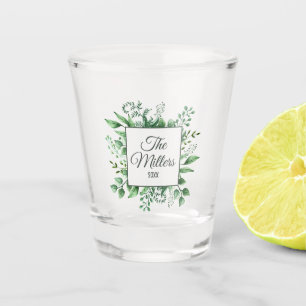 Square Watercolor Greenery Frame ID666 Shot Glass
