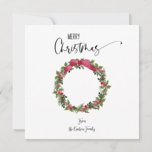 Square Watercolor Personalized Christmas Card