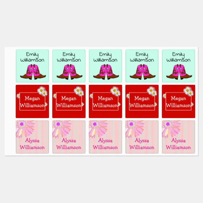 Flamingo Name Labels Kids School Name Labels Waterproof Name Labels 30 Labels Personalized Name Labels Girls Name Labels