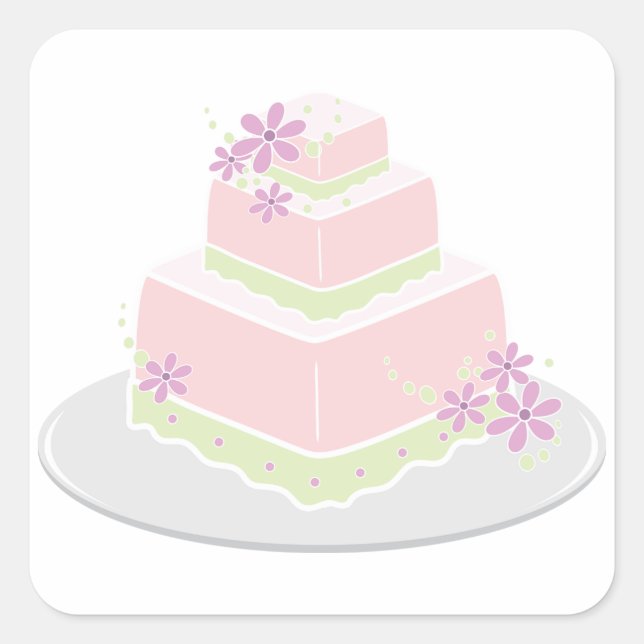 Square Wedding Cake Stickers (Front)