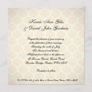 Square Wedding Invitation Vintage Orange and Cream