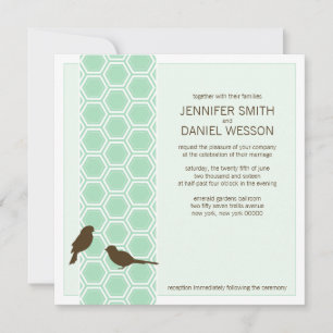 Square Wedding Invitations Mint Pattern