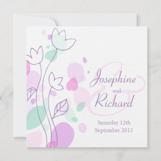 Square wedding invite graphic modern flower petals