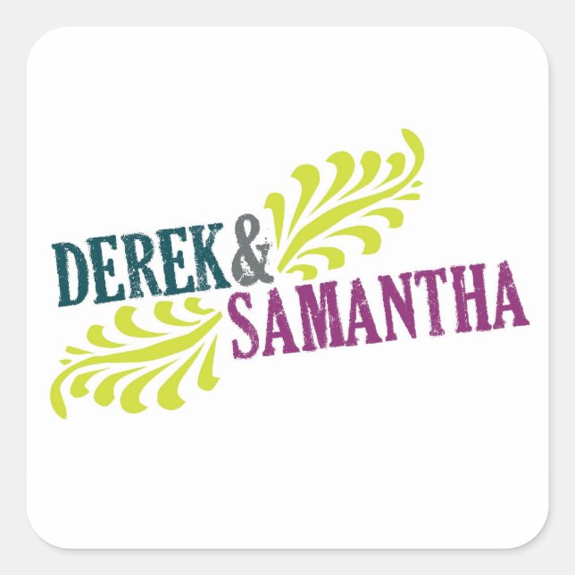 Square Wedding Logo Sticker (Front)