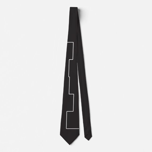 Square White Line Neck Tie (Front)